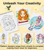 Ohuhu Double-Sided Bleedproof Coloring Book , Portraits Of Joy - Image 4