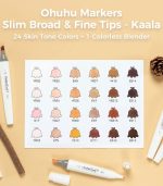 Ohuhu Kaala Slim Broad and Fine Dual Tips Alcohol Art Markers-24 Color Skin Tone - Image 3