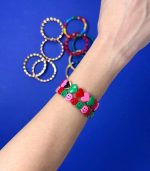Mamacita Heart Me Tile Bracelet, Pink/Green/Red - Image 2