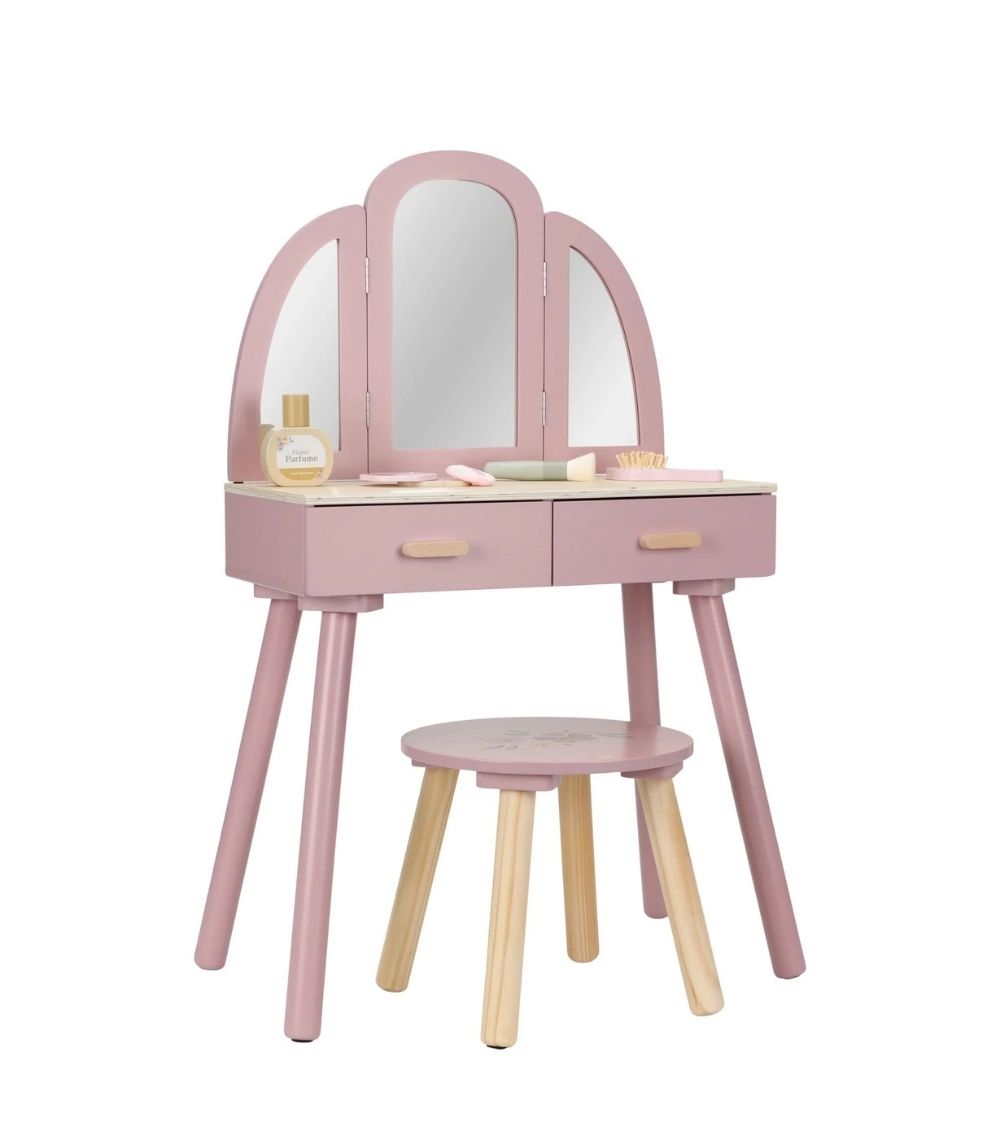 53 Wooden Dressing Table – Pink – Essentials - Image 1