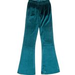 Girl Green Velvet Bell Bottoms Leggings