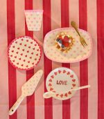 Small Round Cake Plate - Red - Favorite Hearts Print - Image 2