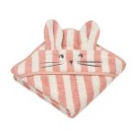 Albert Hooded Baby Towel, Coral Blush/Creme De La Creme Stripe