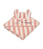 Albert Hooded Baby Towel, Coral Blush/Creme De La Creme Stripe
