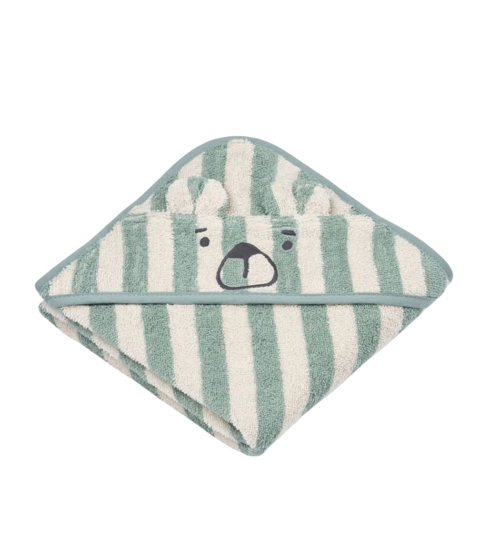 146 Albert Hooded Baby Towel, Peppermint/Creme De La Creme - Image 1