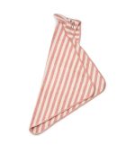 Albert Hooded Baby Towel, Coral Blush/Creme De La Creme Stripe - Image 2