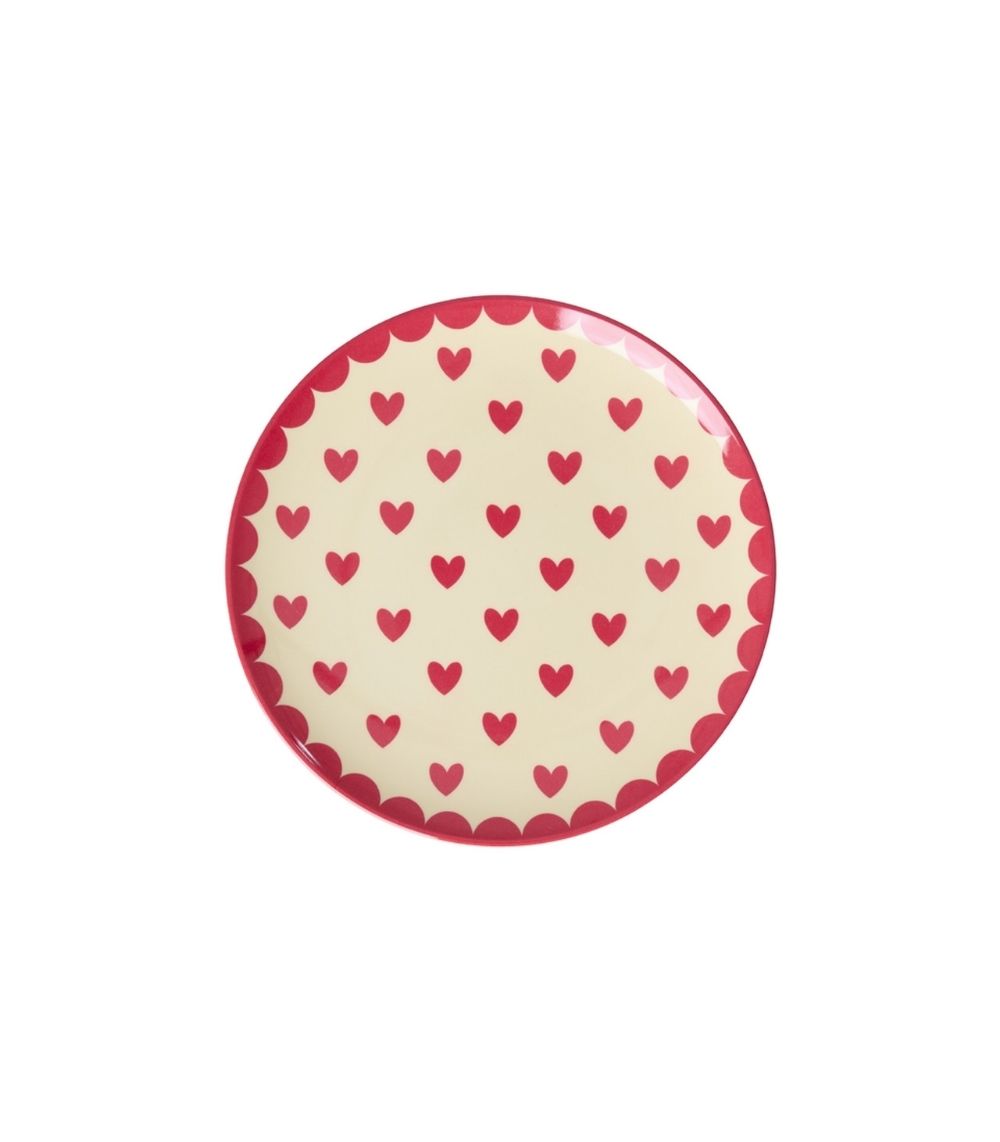 86 Small Round Cake Plate - Red - Favorite Hearts Print - Image 1