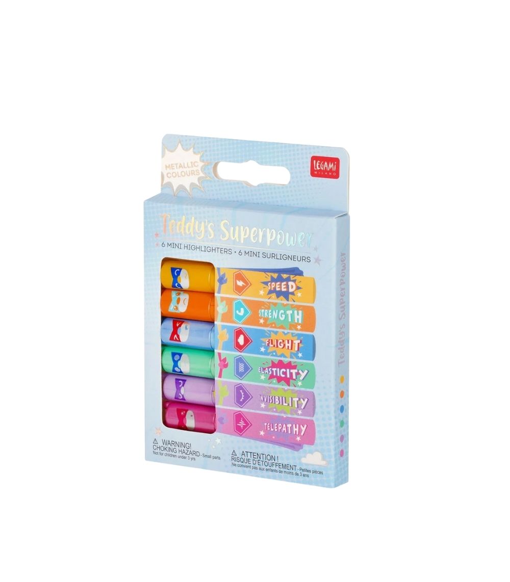 LEGAMI (1) Set of 6 Mini Highlighters - Teddy's Superpower - Image 1