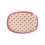 Small Rectangular Side Plate - Red - Favorite Hearts Print