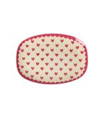 Small Rectangular Side Plate - Red - Favorite Hearts Print