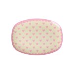 Small Rectangular Side Plate - Pink - Favorite Hearts Print