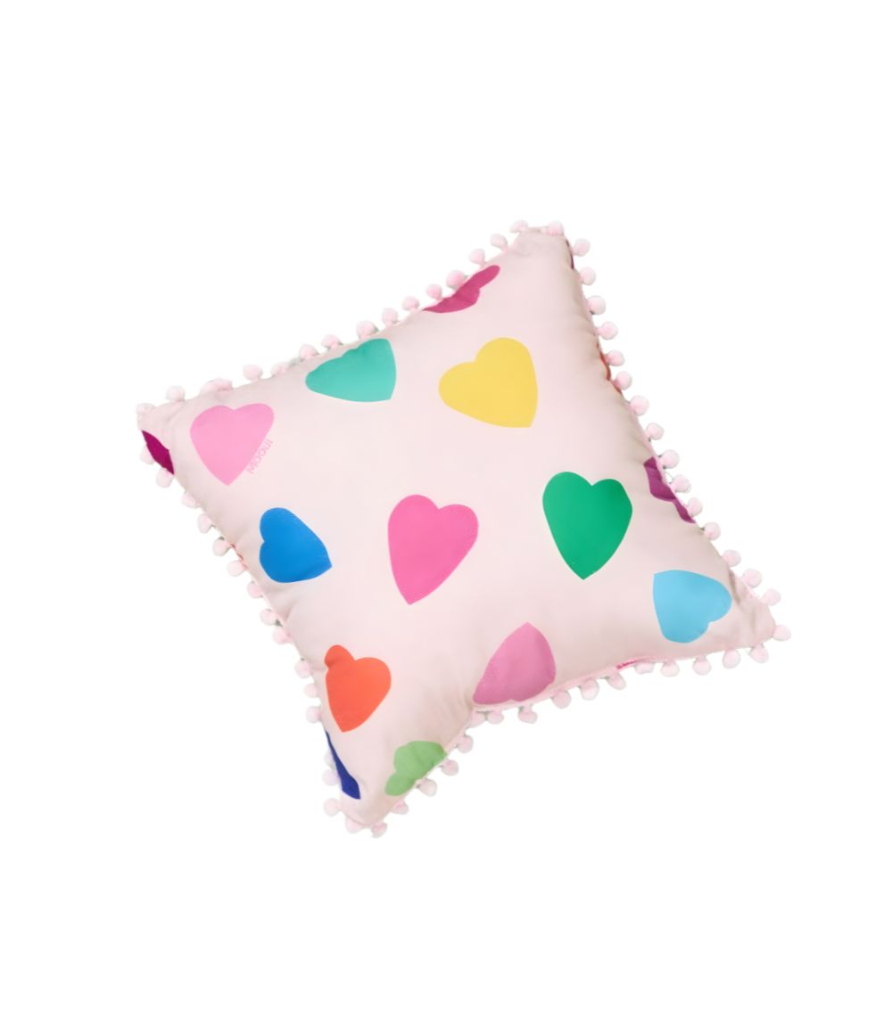 11 Pompom Cushion - Whimsical Hearts - Image 1
