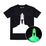 Kids Space Rocket Blast Off - Interactive Glow T-Shirt - Black