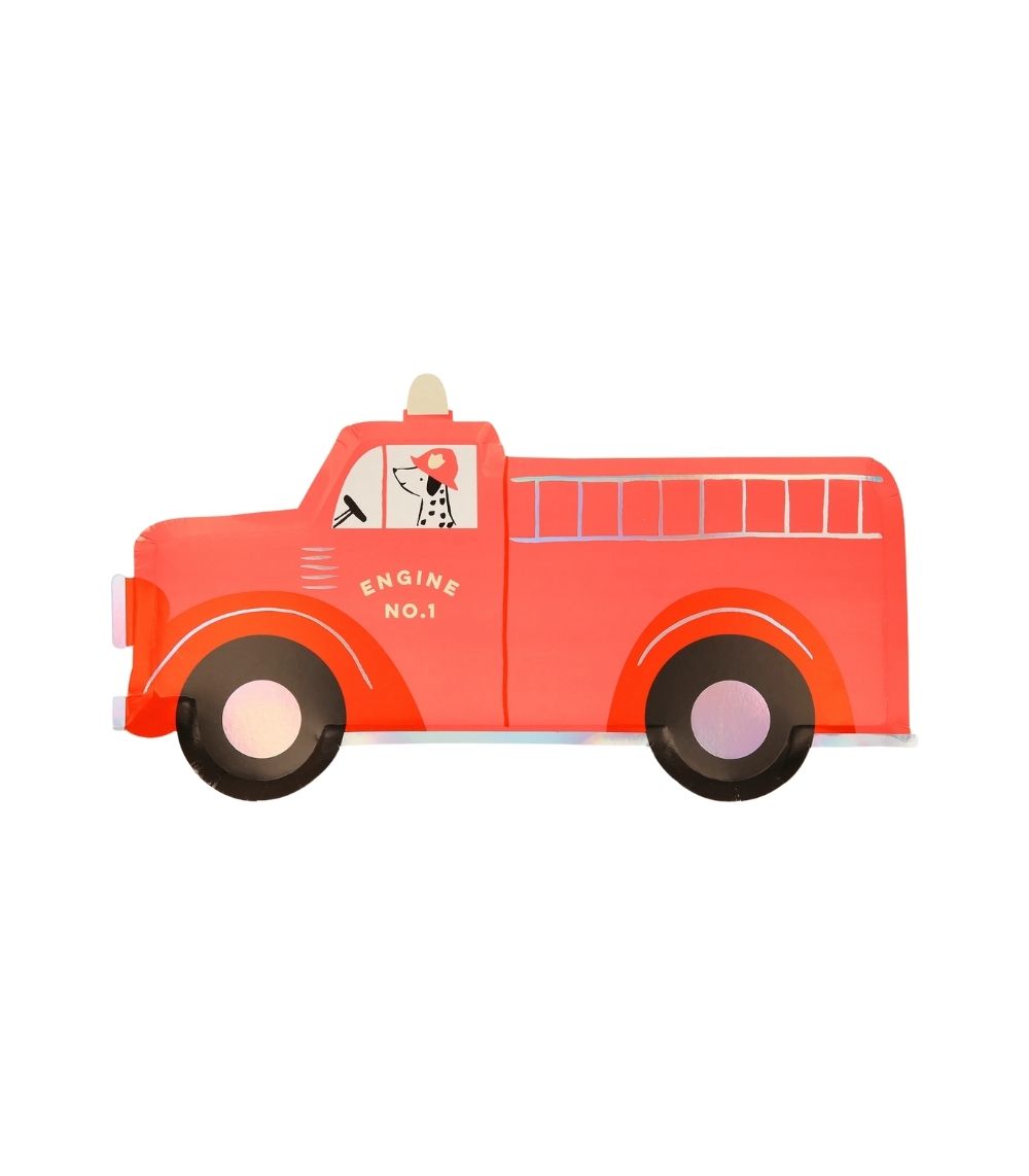 163 Meri Meri Fire Truck Plates (x 8) - Image 1