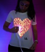 Kids Interactive Glow T-Shirt - Love Heart - White - Image 2