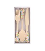 Meri Meri Elegant Floral Wooden Cutlery Set (x 24)