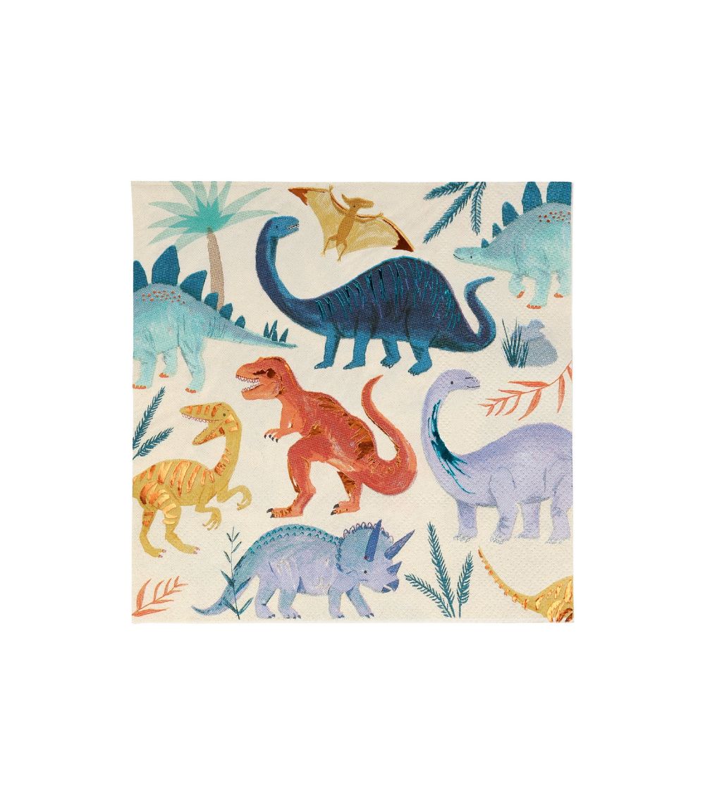 258 Meri Meri Dinosaur Kingdom Large Napkins (x 16) - Image 1