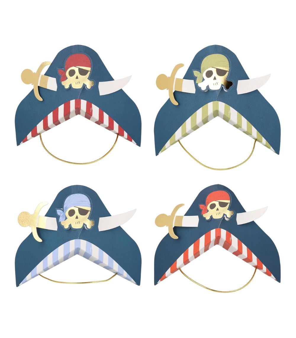 276 Meri Meri Blue Pirate Party Hats (x 8) - Image 1