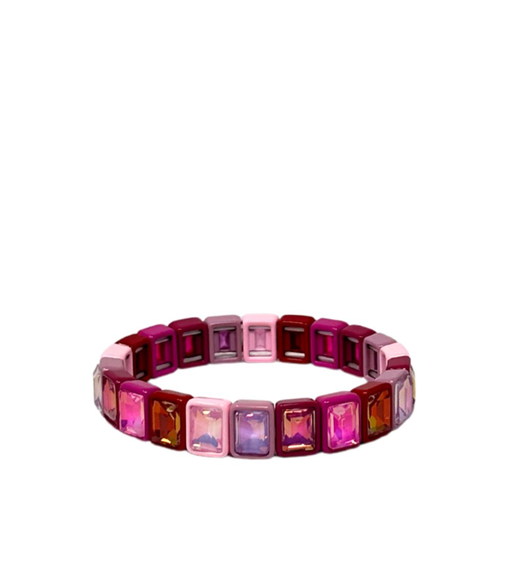 320 Mamacita Mosaic Muse Tile Bracelet, Red/Pink - Image 1