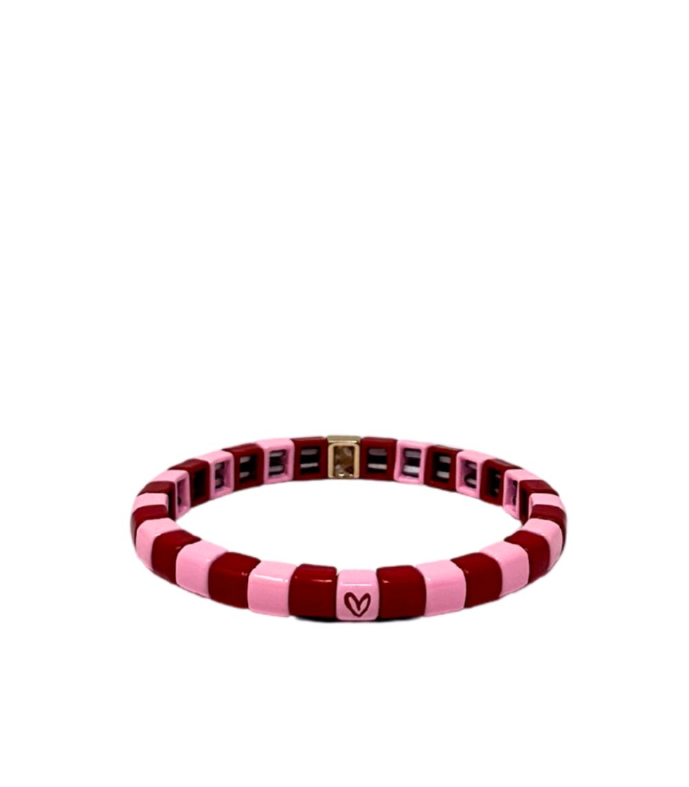 321 Mamacita Square Crush Tile Bracelet, Red/Pink - Image 1