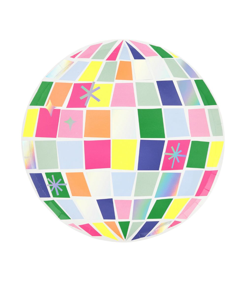 351 Meri Meri Disco Ball Large Plates (x 8) - Image 1