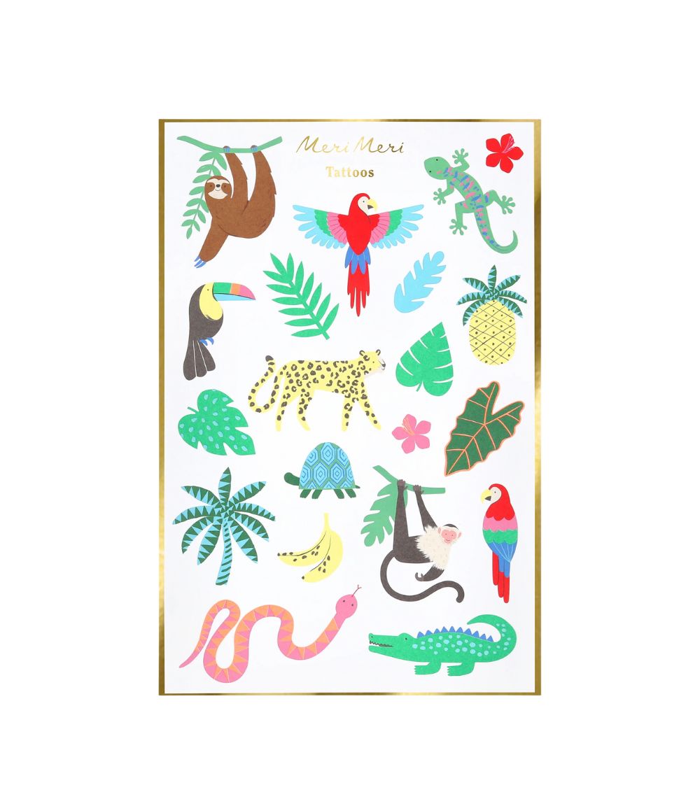 369 Meri Meri Jungle Jamboree Temporary Tattoos (x 2 sheets) - Image 1