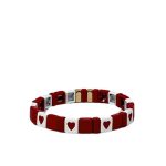 Mamacita Heart Tile Bracelet, Red/White