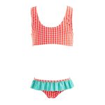 Natty Bikini, Orange Turquoise Carreaux
