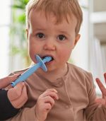 Mint Green And Light Blue Training Toothbrush With Stopper - Image 2