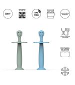 Mint Green And Light Blue Training Toothbrush With Stopper - Image 4