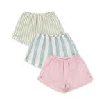 3 Pack Asli Shorts, Basil/Orchid/Bleu Stripe