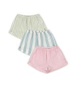 3 Pack Asli Shorts, Basil/Orchid/Bleu Stripe