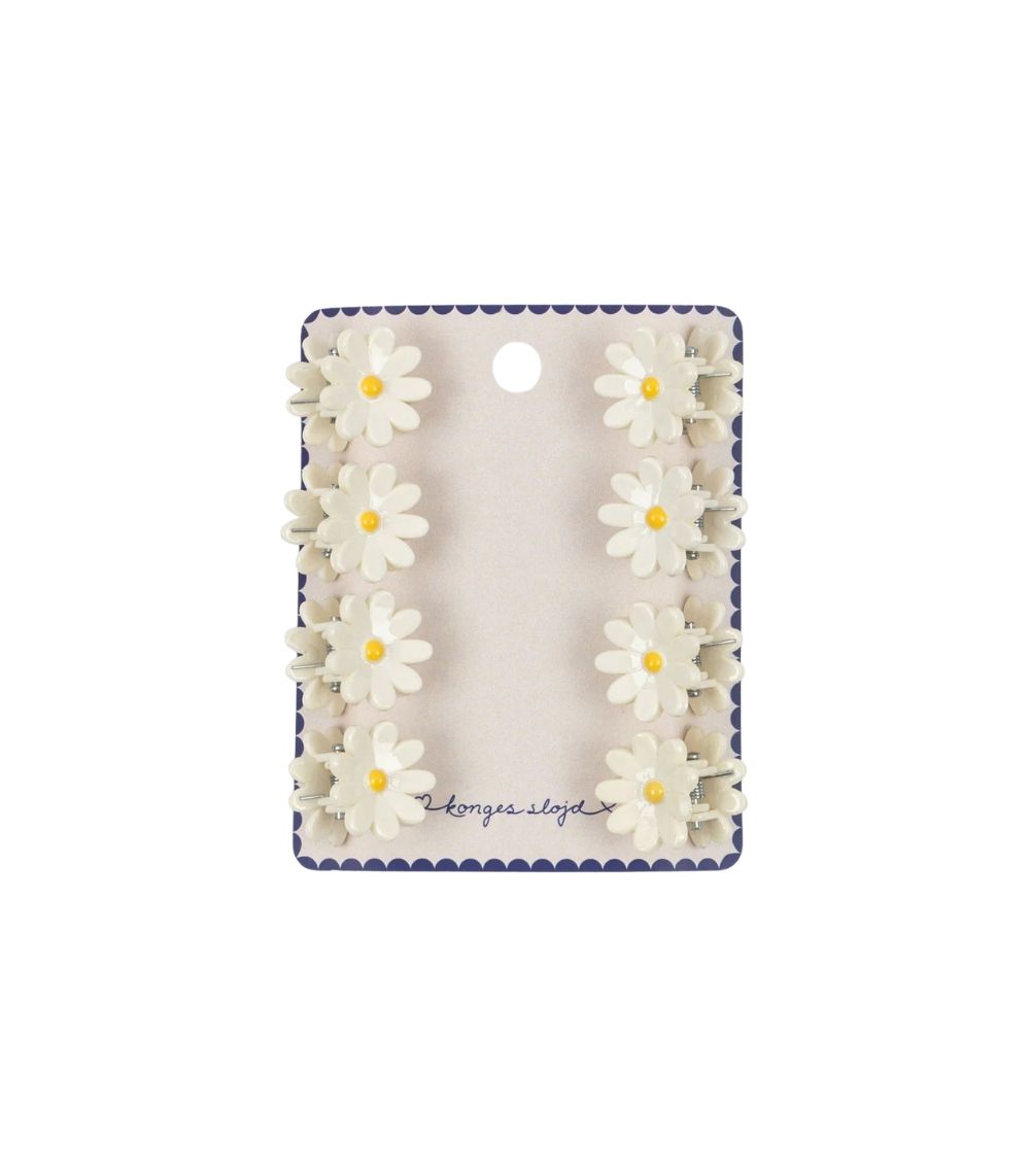 219 8 Pack Daisy Mini Hair Claws, Antique White - Image 1