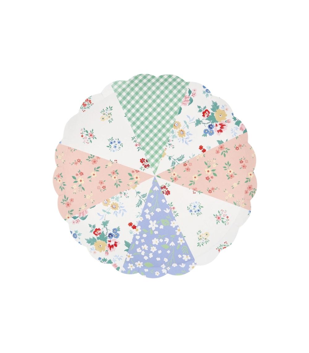 65 Meri Meri Patchwork Side Plates (x 8) - Image 1