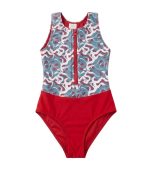 Siren Sleeveless Zip One-Piece, Waves
