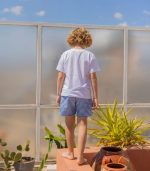 Boy's Swim Shorts, Blue Carreaux - Image 3
