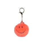 Smiley Keychain ECO Fuzzy Bright Coral, 5,5cm