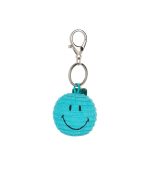 Smiley Keychain ECO Corduroy Teal, 4,5cm