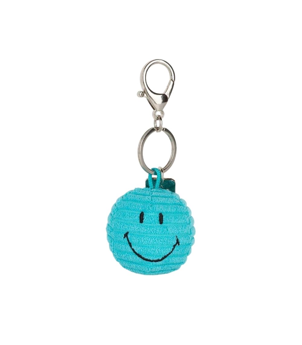 77 Smiley Keychain ECO Corduroy Teal, 4,5cm - Image 1