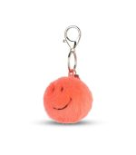 Smiley Keychain ECO Fuzzy Bright Coral, 5,5cm - Image 2