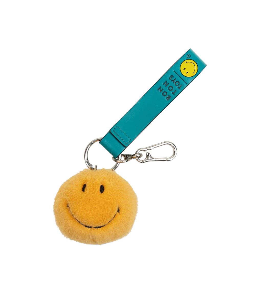 BON TON TOYS (4) Smiley ECO Fuzzy Bag Charm Yellow, 7cm - Image 1
