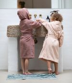 Naram Kids Bathrobe, Camel & Ultramarine - Image 2