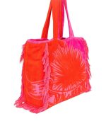 Bicolor Velvet Bubblegum Orange - Terry Tote Beach Bag - Image 5