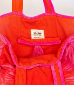 Bicolor Velvet Bubblegum Orange - Terry Tote Beach Bag - Image 3