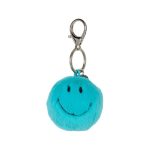 Smiley Keychain ECO Fuzzy Teal, - 5,5cm