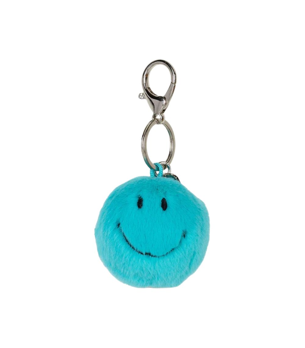 152 Smiley Keychain ECO Fuzzy Teal, - 5,5cm - Image 1