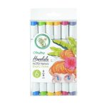 Ohuhu Honolulu 6 Basic Tones Colors Dual Tips Alcohol Art Markers, Brush & Chisel