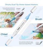 Ohuhu 64 Colors Dual Tips Water Based Art Markers,  Brush & Chisel - Image 3