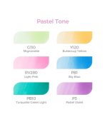 Ohuhu Honolulu 6 Pastel Tones Colors Dual Tips Alcohol Art Markers, Brush & Chisel - Image 2