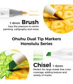 Ohuhu Honolulu 6 Basic Tones Colors Dual Tips Alcohol Art Markers, Brush & Chisel - Image 5